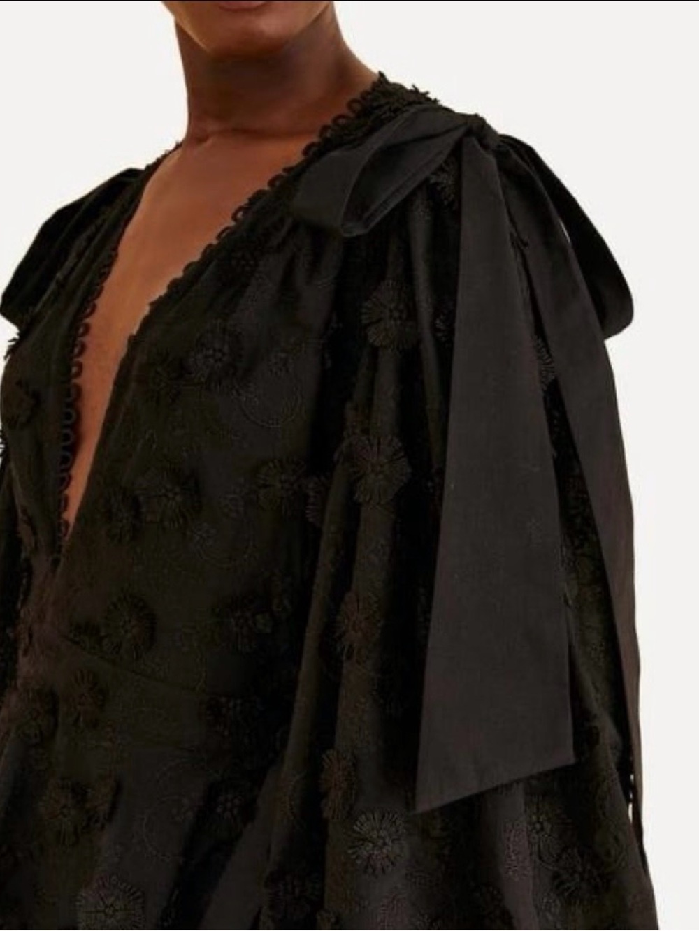 FARM RIO Black Flowers Textured Tiered Ruffle Midi-Dress Sz S Victorian Prairie - Picture 4 of 16